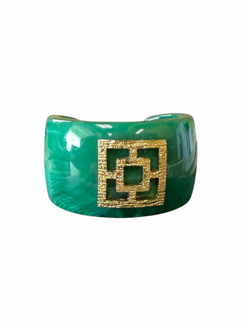Trina Turk Green Cuff Bracelet with Gold Accent